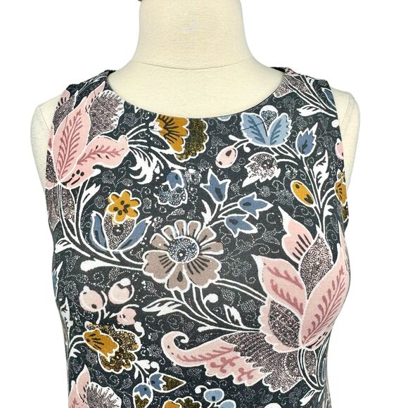 Loft Gray Blossom Sleeveless Swing Dress Medium Casual Pullover Rayon Blend - Picture 6 of 13